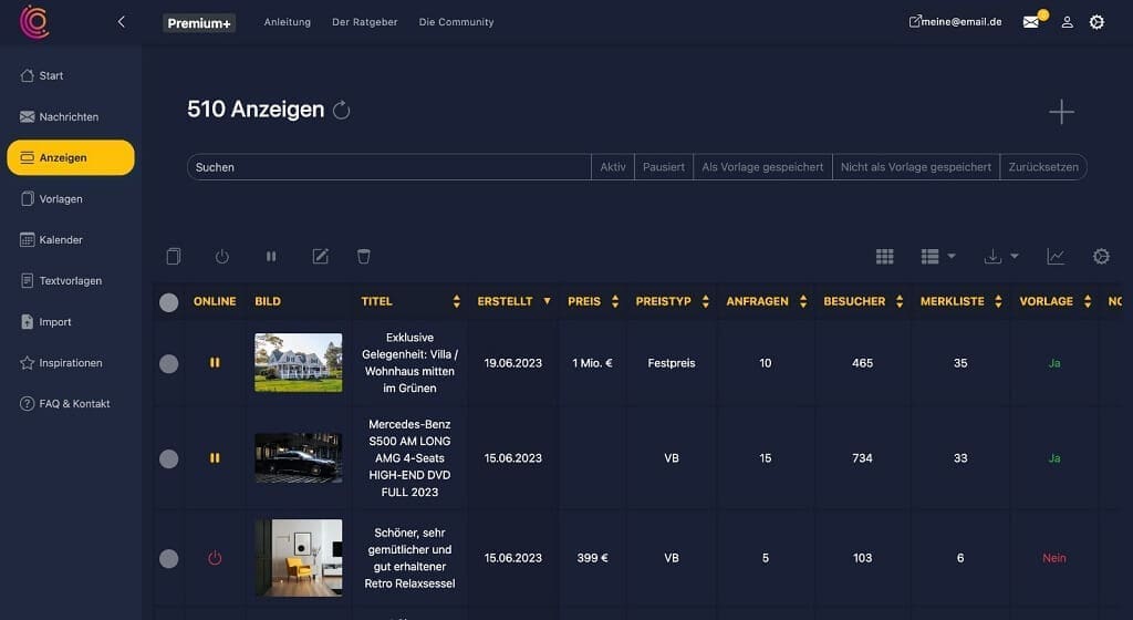 Kleinanzeigen Tool zur besseren Verwaltung